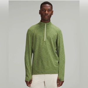 EUC Lululemon Surge Warm Half Zip Tri Colour Wasabi Sz Large